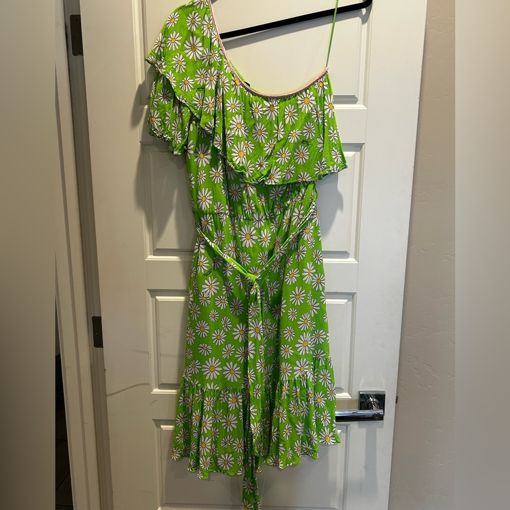 BOUTIQUE MOSCHINO Dress Green Daisy Off Shoulder - Picture 5 of 14